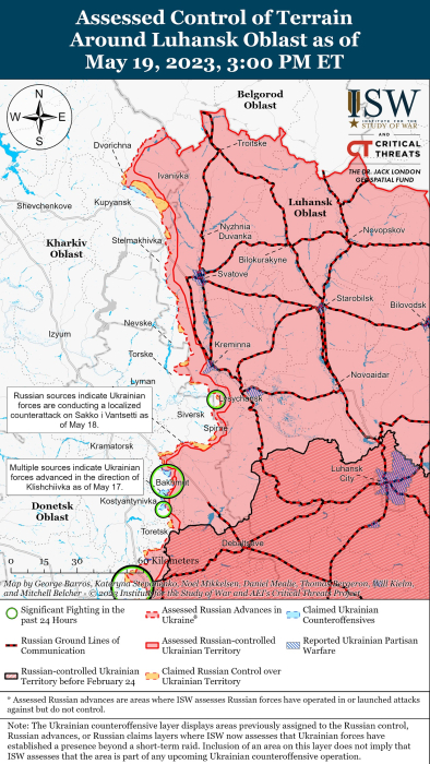 Карта боевых действий в Украине 20 мая.