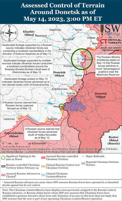 Карта боевых действий в Украине 15 мая.