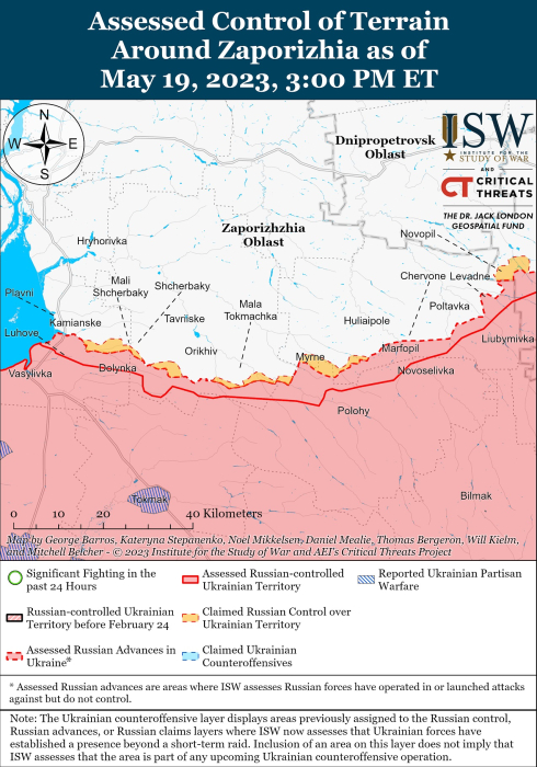 Карта боевых действий в Украине 20 мая.