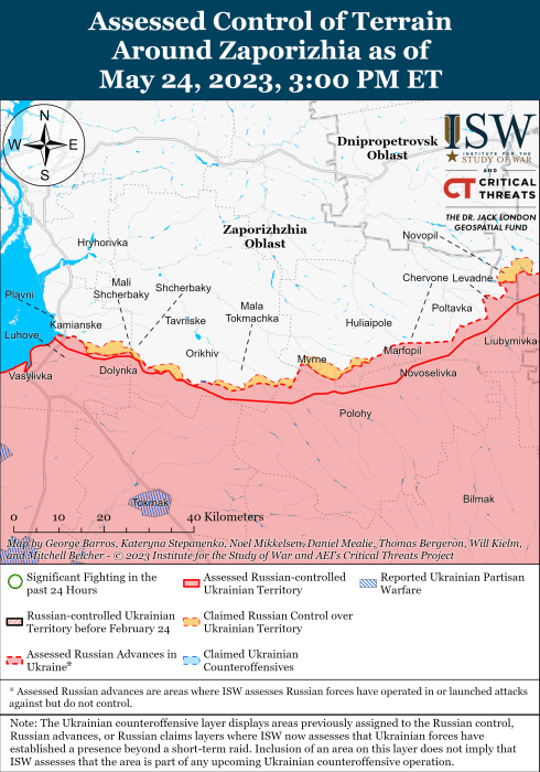 Карта боевых действий в Украине 25 мая.