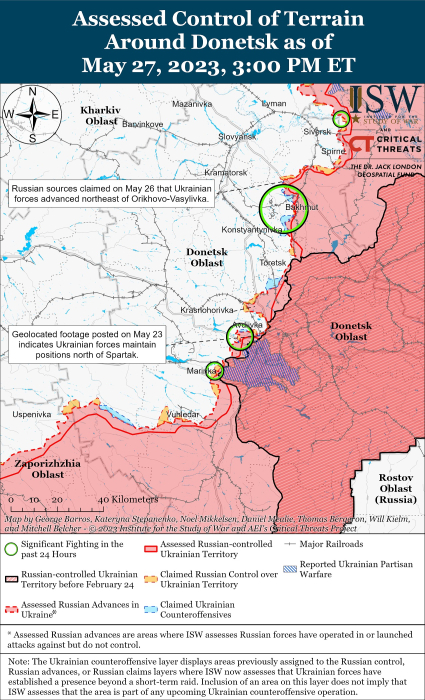 Карта боевых действий в Украине 28 мая.