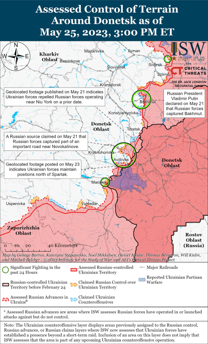 Карта боевых действий в Украине 26 мая.