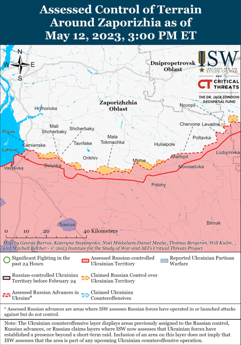 Карта боевых действий в Украине 13 мая.