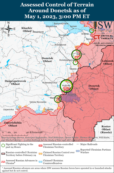 Карта боевых действий в Украине 2 мая.