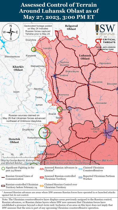 Карта боевых действий в Украине 28 мая.