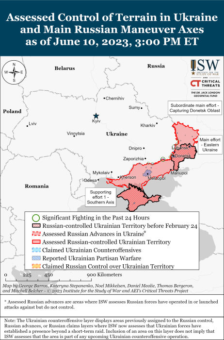 Карта боевых действий в Украине 11 июня.