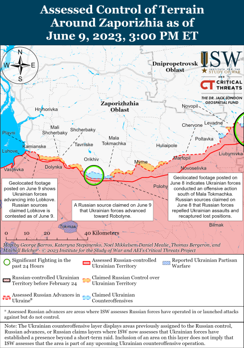 Карта боевых действий в Украине 10 июня.