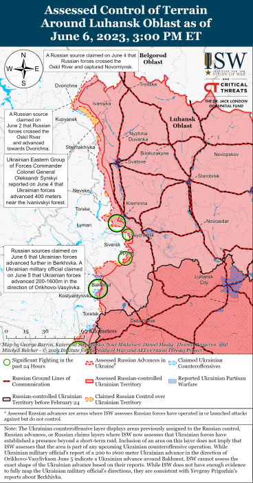 Карта боевых действий в Украине 7 июня.