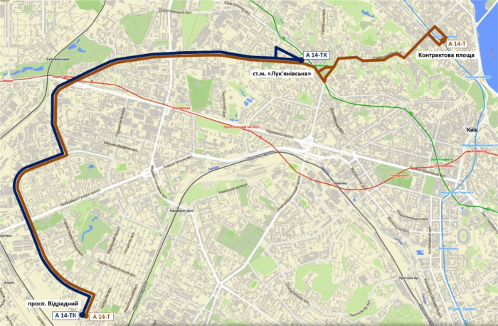 Маршруты временных автобусов №14Т и №14ТК.