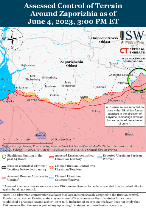 Карта боевых действий в Украине 5 июня.