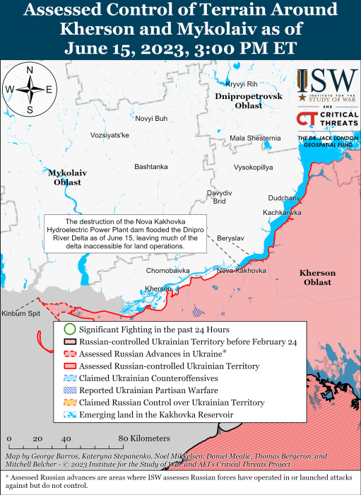 Карта боевых действий на Украине 16 июня. Фото: ISW