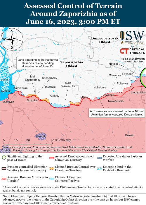 Карта боевых действий на Украине 17 июня. Фото: ISW