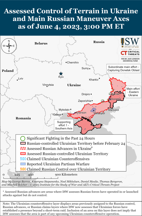 Карта боевых действий в Украине 5 июня.