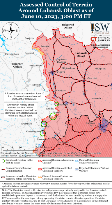 Карта боевых действий в Украине 11 июня.
