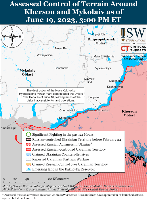 Карта боевых действий на Украине 20 июня. Фото: ISW