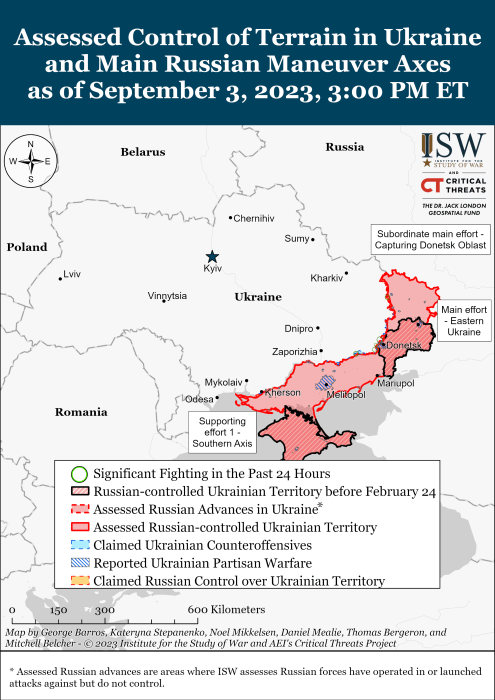 Карта боевых действий в Украине 4 сентября -