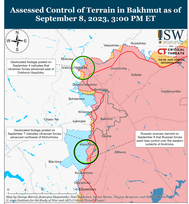 Карта боевых действий на Украине 9 сентября.