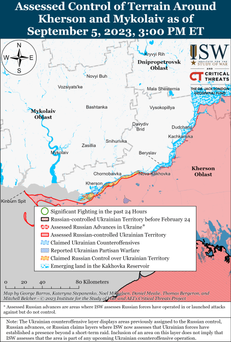 Карта боевых действий в Украине 6 сентября -