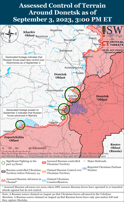Карта боевых действий в Украине 4 сентября -