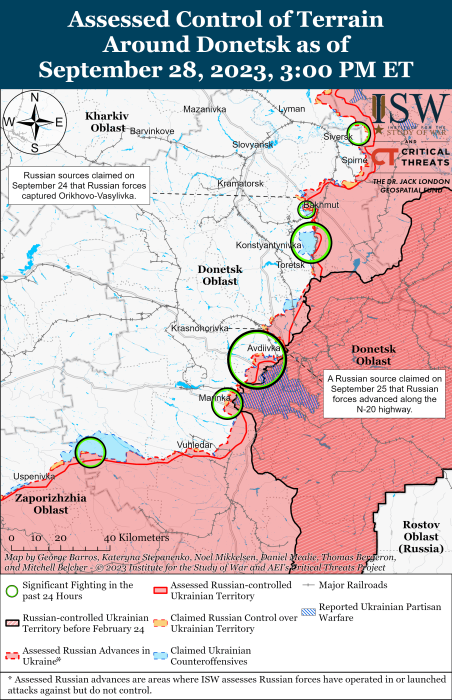 Карта боевых действий в Украине 29 сентября -