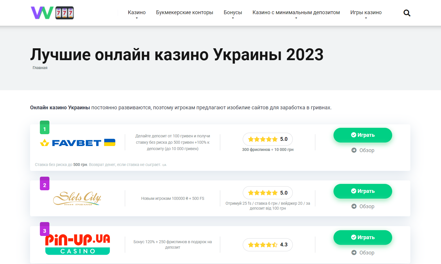 ТОП казино Украины 2023 с действующими лицензиями