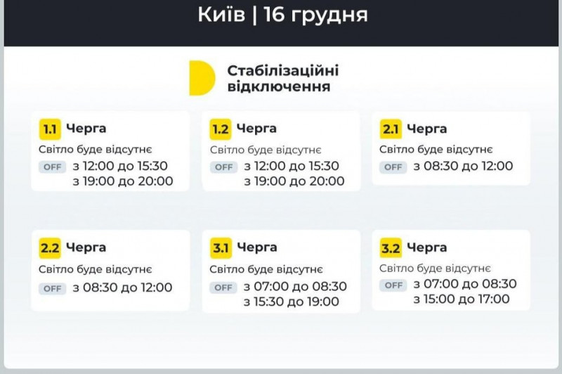 Енергетики розповіли, коли відключатимуть світло у Києві та області