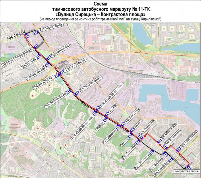 Схема автобуса #11ТК.