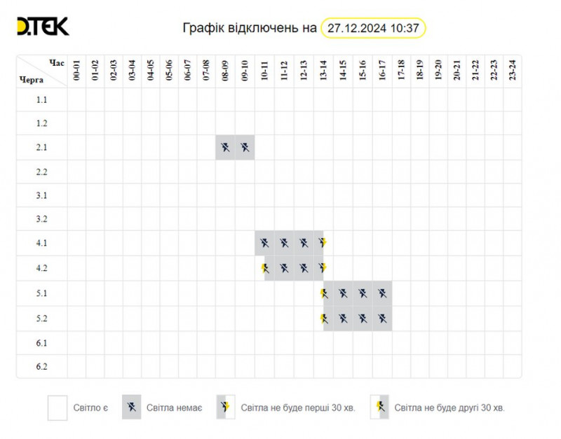 У ДТЕК змінили графіки відключення електроенергії у Києві та області
