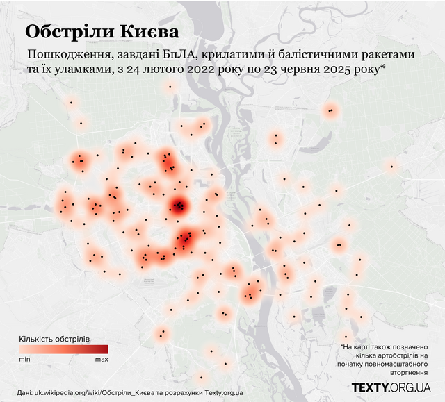 Куда чаще прилетает в Киеве