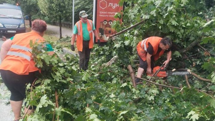 У Києві через грозу та шквальний вітер 5 людей опинися у лікарні, повалені дерева і впав будівельний кран