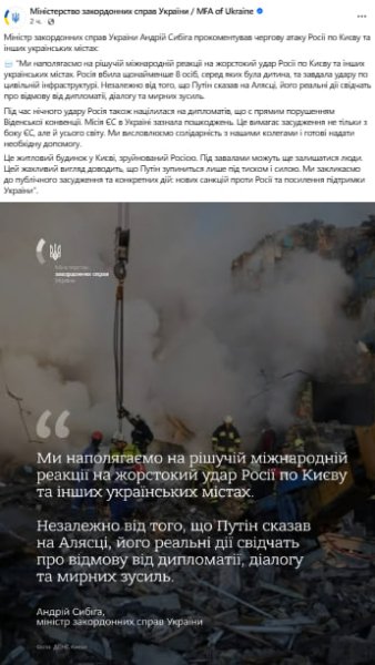 Публикация Министерства иностранных дел Украины в Facebook Публикация Министерства иностранных дел Украины в Facebook