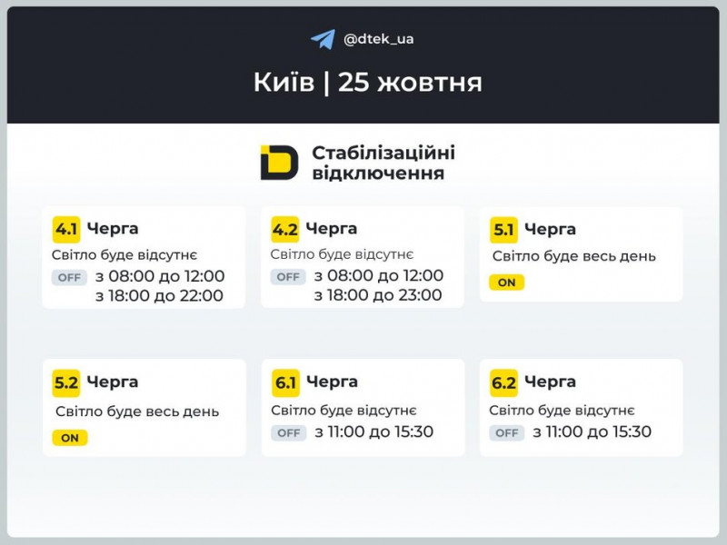 У Києві та області відключатимуть світло. Графіки