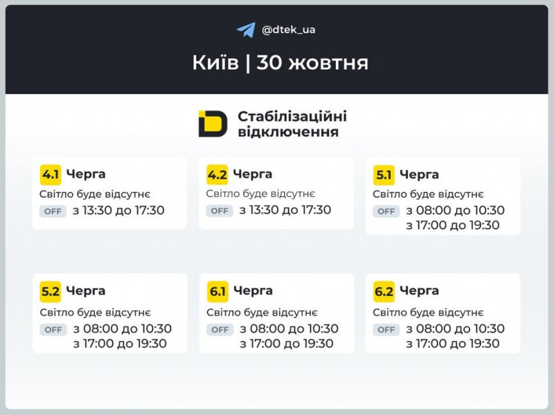 У Києві та області відключають світло. Графіки