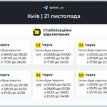 У столиці та на Київщині протягом 21 листопада вимикатимуть світло: якими будуть графіки