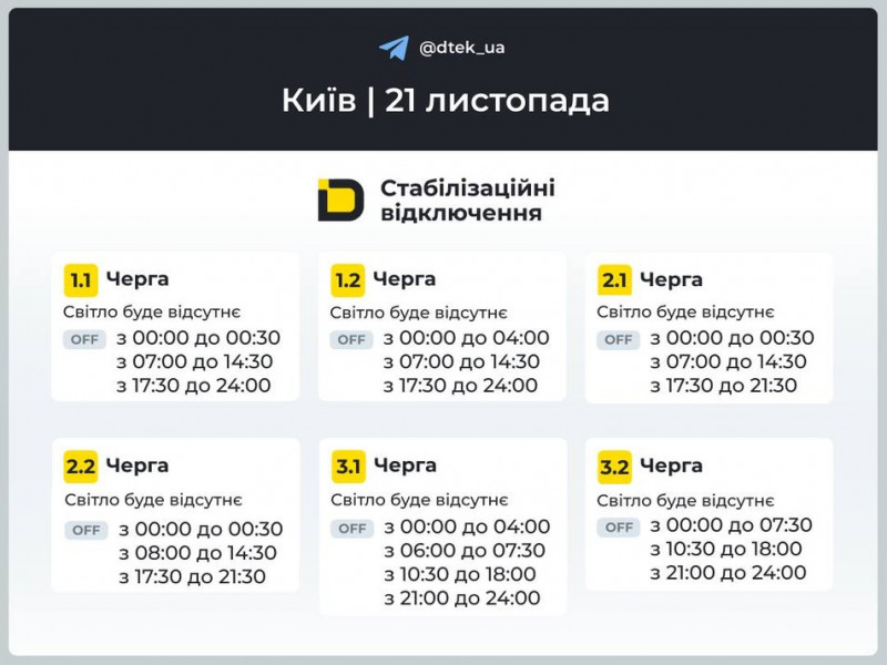 У столиці та на Київщині протягом 21 листопада вимикатимуть світло: якими будуть графіки