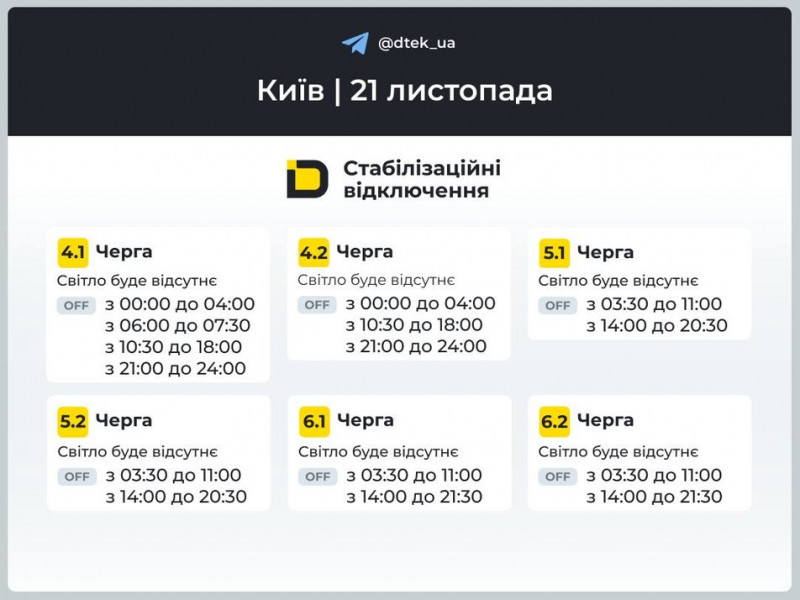 У столиці та на Київщині протягом 21 листопада вимикатимуть світло: якими будуть графіки