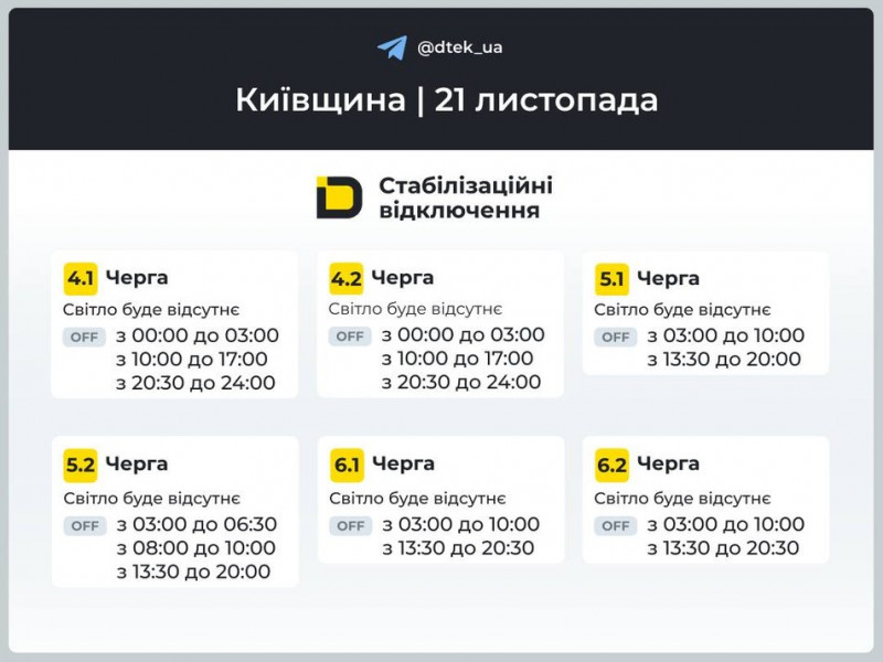 У столиці та на Київщині протягом 21 листопада вимикатимуть світло: якими будуть графіки