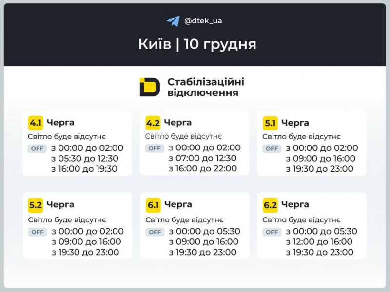 У Києві енергетики змінили графіки відключення світла