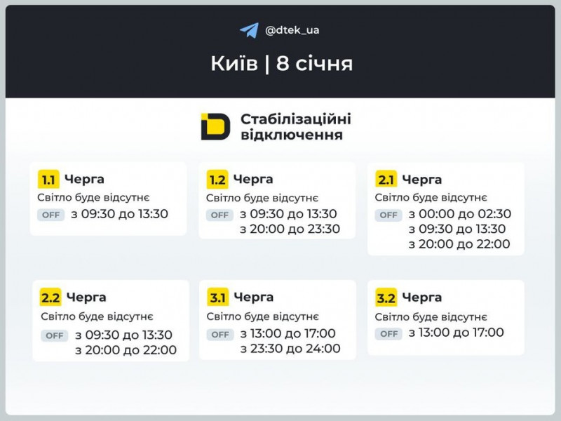 Діятимуть графіки: у ДТЕК розповіли, коли у киян та жителів області не буде світла