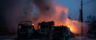 Атака РФ на Київ: у Дніпровському районі палав гаражний кооператив, водій дивом врятувався з охопленої вогнем фури