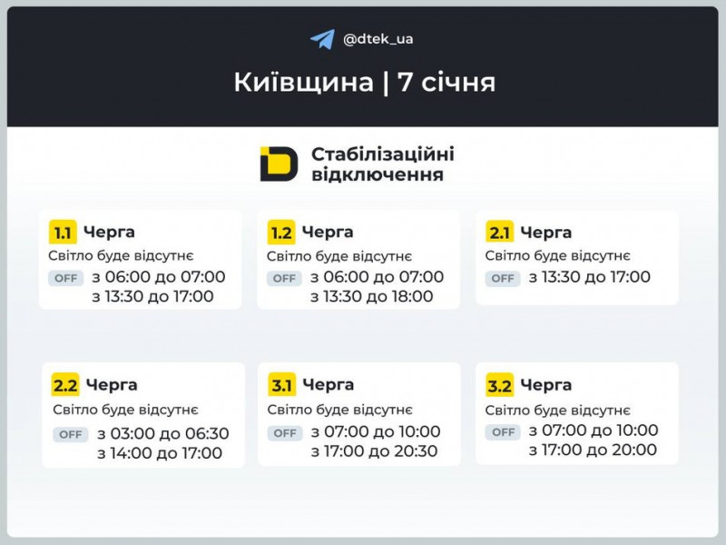 Світло вимикатимуть у всіх чергах: на Київщині та у столиці діятимуть графіки відключення електроенергії