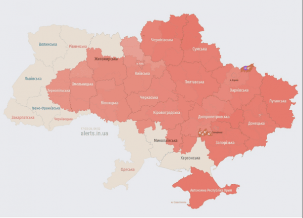У Києві та низці областей оголошено повітряну тривогу: що летить (мапа)
У Києві та низці областей оголошено повітряну тривогу: що летить (мапа)