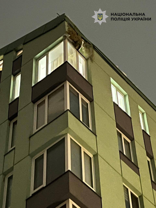 Наслідки російського обстрілу Києва, 12 лютого 2026 року. Фото: Нацполіція