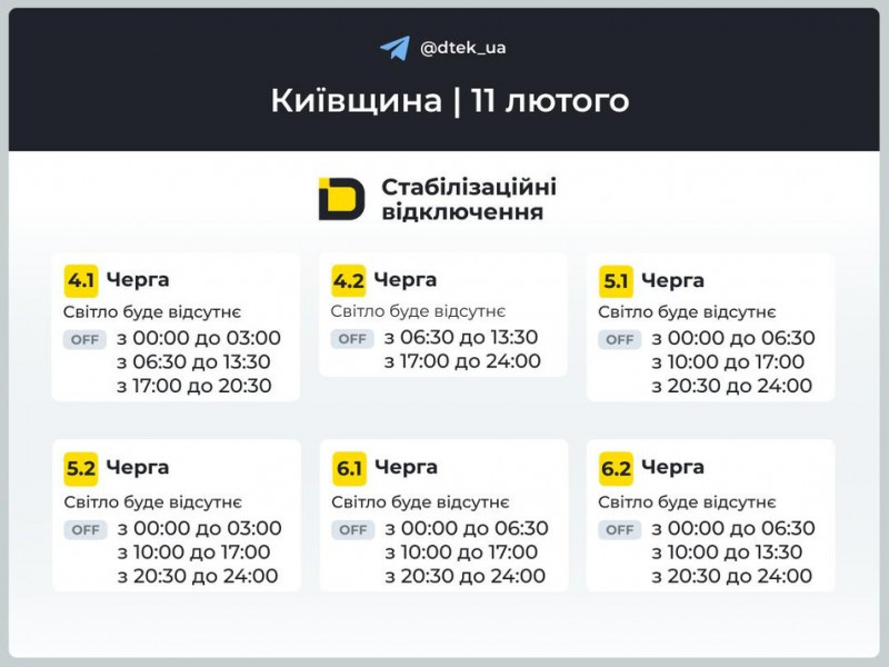 На Київщині діятиме стабілізаційне відключення електроенергії. Графіки