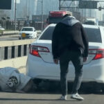 Секунди до трагедії: як у Києві рятували чорне кошеня посеред жвавої траси (відео)