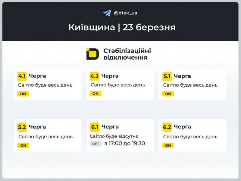 У Київській області діятимуть графіки відключення електроенергії. В яких чергах вимикатимуть світло
