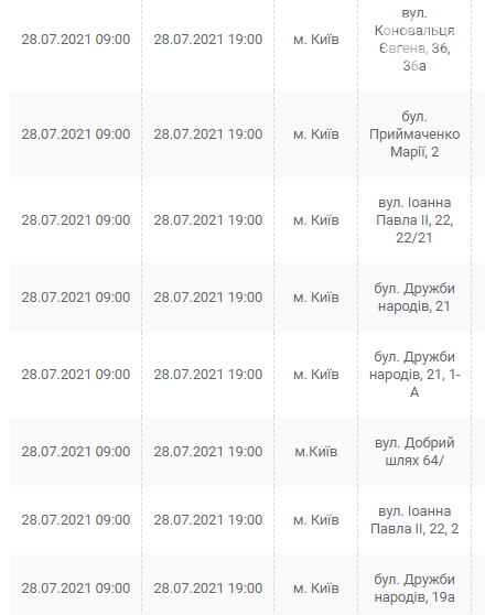 По каким адресам завтра в Киеве не будет света: график отключений на 28 июля